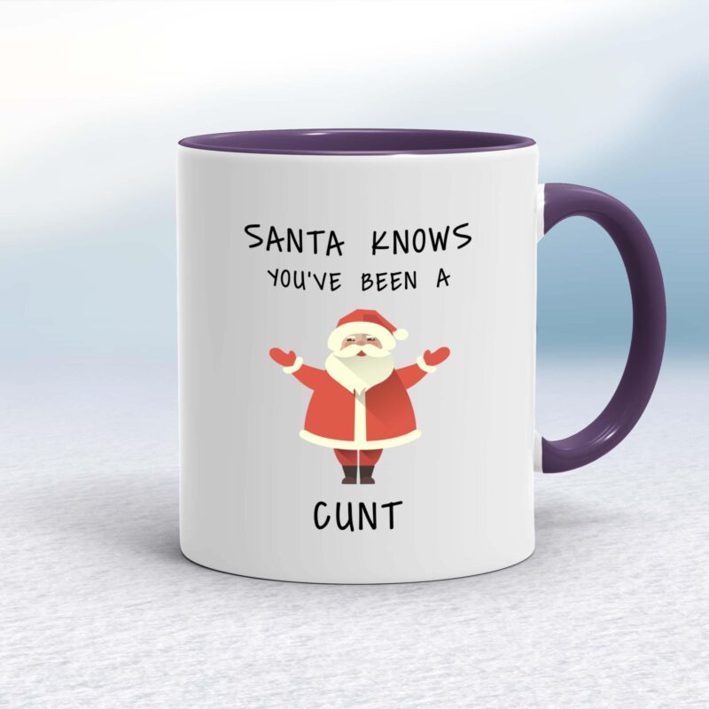 Santa Knows You've Been A Cunt - Rude Mugs - Slightly Disturbed