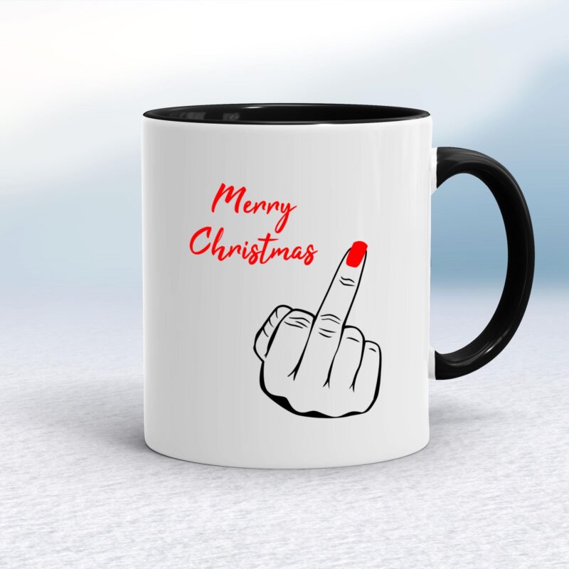 Merry Christmas Middle Finger - Rude Mugs - Slightly Disturbed - Image 2 of 34