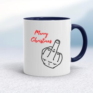 Merry Christmas Middle Finger - Rude Mugs - Slightly Disturbed - Image 1 of 34