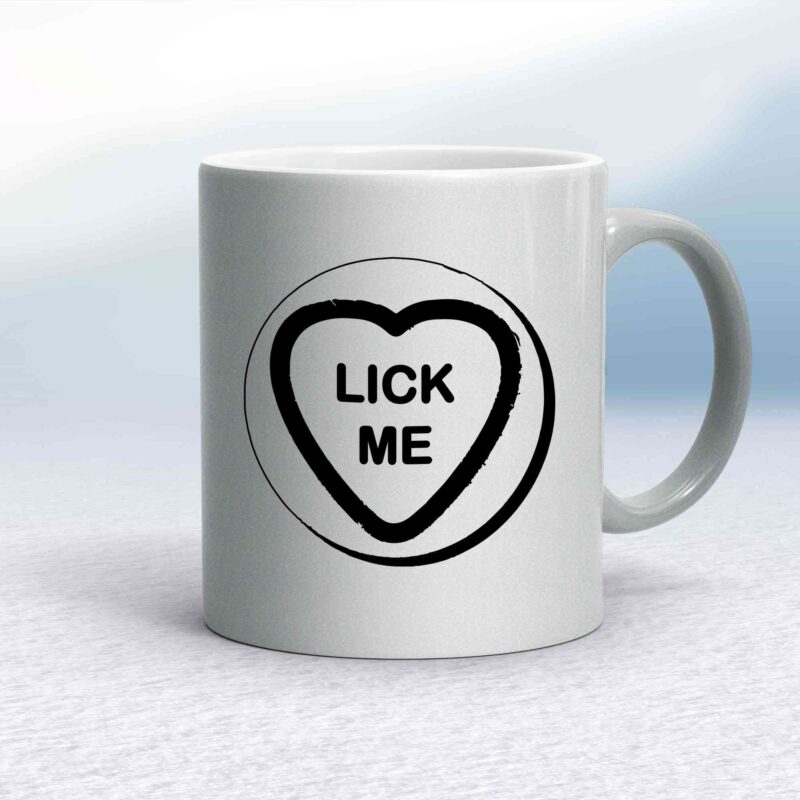 Suck-Lick Me Love Heart Sweet Mug - Silver - 21