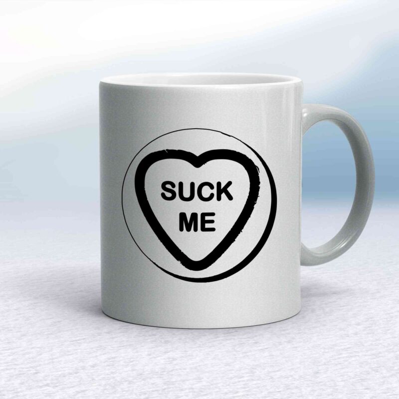 Suck-Lick Me Love Heart Sweet Mug - Silver - 22