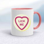 Suck-Lick Me Love Heart Sweet Mug - White/Pink - 11