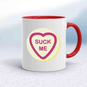 Suck-Lick Me Love Heart Sweet Mug - White - 1