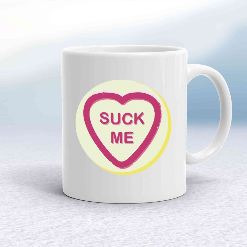 Suck-Lick Me Love Heart Sweet Mug - White - 2